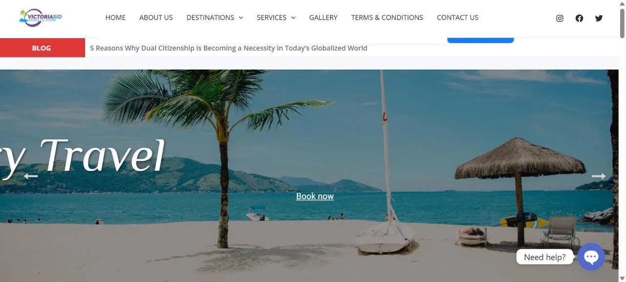 Victoriasid Travels — Travel & Tours Website maintenance by Rangemax Tech